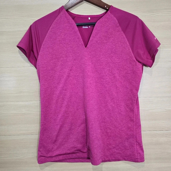 NIKE Golf Tour Performance Womens Pink‎ DRI-FIT Collarless Pink Top Size Large - Picture 1 of 6